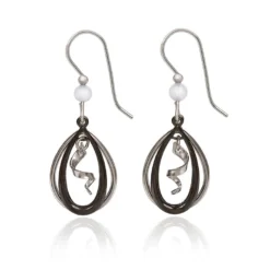 Silver Forest Black And Silver-Tone Metal Spiral Teardrop Earrings