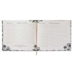 Hallmark In Loving Memory Floral Funeral Guest Book -Hallmark Shop Black and White Floral Guest Book for Funeral 1BMK1609 04