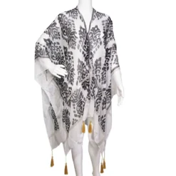 Amanda Blu Black/White Floral Print Women's Ruana Wrap