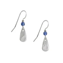 Silver Forest Blue Bead And Silver-Tone Metal Teardrop Earrings