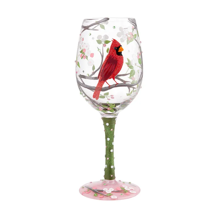 Enesco Lolita Cardinal Beauty Handpainted Wine Glass, 15 Oz. 1 Enesco Lolita Cardinal Beauty Handpainted Wine Glass, 15 Oz.