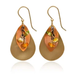 Silver Forest Cascading Stones On Layered Gold-Tone Mixed Metal Drop Earrings