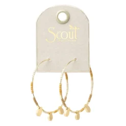 Chromacolor Miyuki Bead Neutral, Multicolor And Gold Large Hoop Earrings