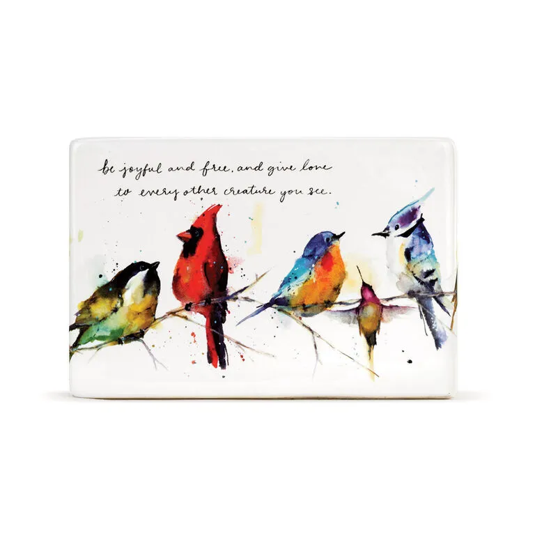 Demdaco Little Birds Ceramic Quote Block, 6x4 1 Demdaco Little Birds Ceramic Quote Block, 6x4