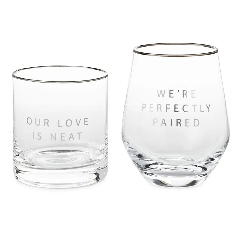 Hallmark Lowball And Stemless Wine Glass, Set Of 2 1 Hallmark Lowball And Stemless Wine Glass, Set Of 2