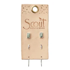 African Turquoise And Silver Courtney Earring Stud Trio