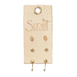 Sunstone And Gold Gabby Earring Stud Trio