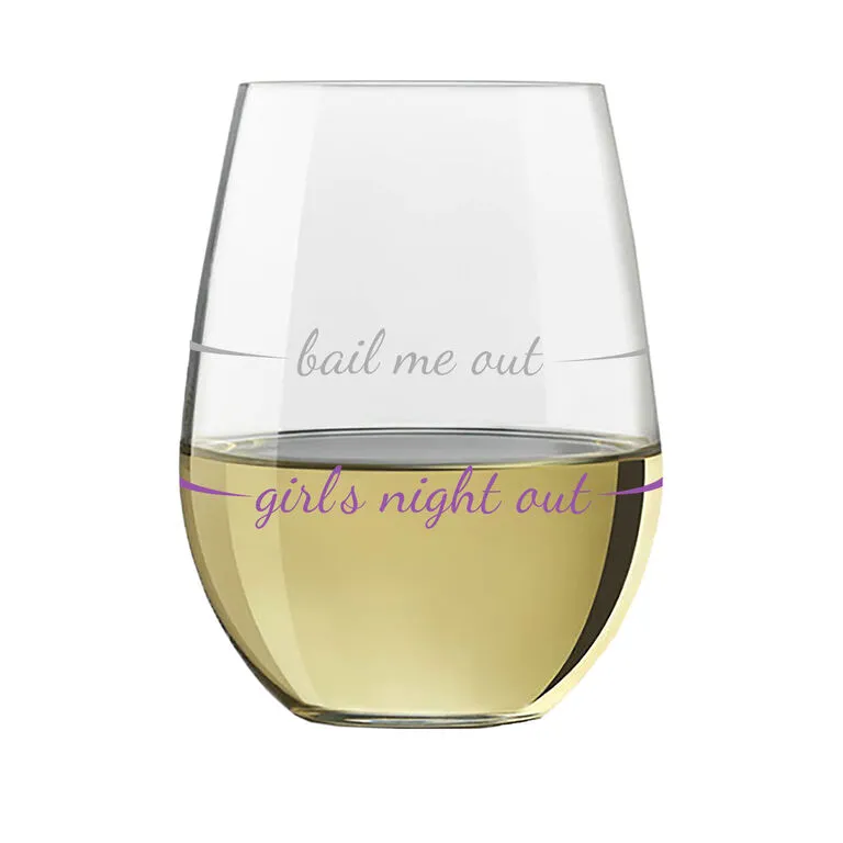Girls Night Out Bail Me Out Stemless Wine Glass, 16 Oz. 3 Girls Night Out Bail Me Out Stemless Wine Glass, 16 Oz. - Image 3