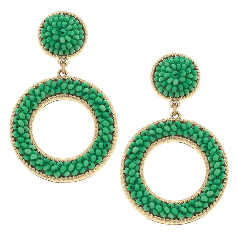 Talulah Green Seed Bead Drop Earrings 1 Talulah Green Seed Bead Drop Earrings