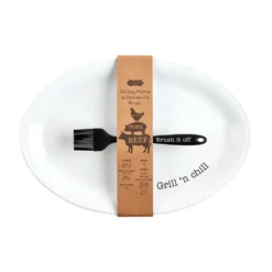 Mud Pie BBQ Serving Platter & Silicone Brush, Set Of 2