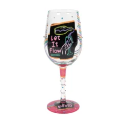 Lolita Happy Hour Handpainted Wine Glass, 15 Oz.