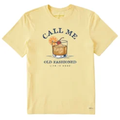 Life Is Good Call Me Old-Fashioned Men's Yellow T-Shirt, Large