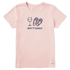 Life Is Good Keep It Simple Women's Pink T-Shirt, Small