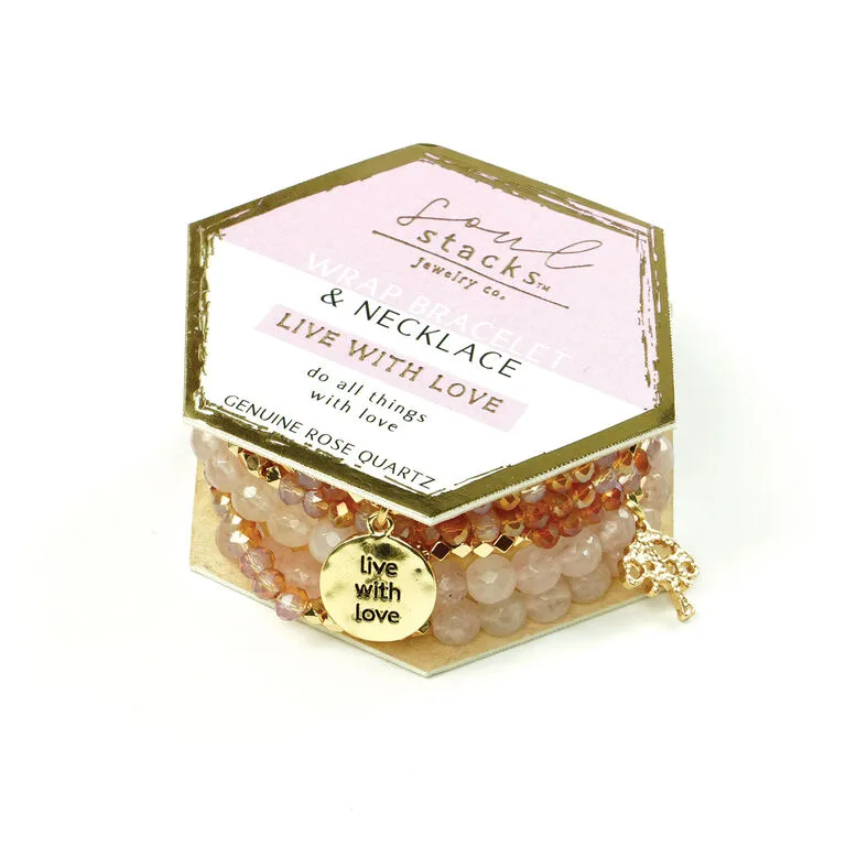 Soul Stacks Live With Love Rose Quartz Wrap Bracelet/Necklace 1 Soul Stacks Live With Love Rose Quartz Wrap Bracelet/Necklace