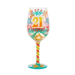 Lolita Happy 21st Birthday Handpainted Wine Glass, 15 Oz.