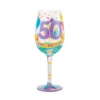 Lolita Happy 50th Birthday Handpainted Wine Glass, 15 Oz.
