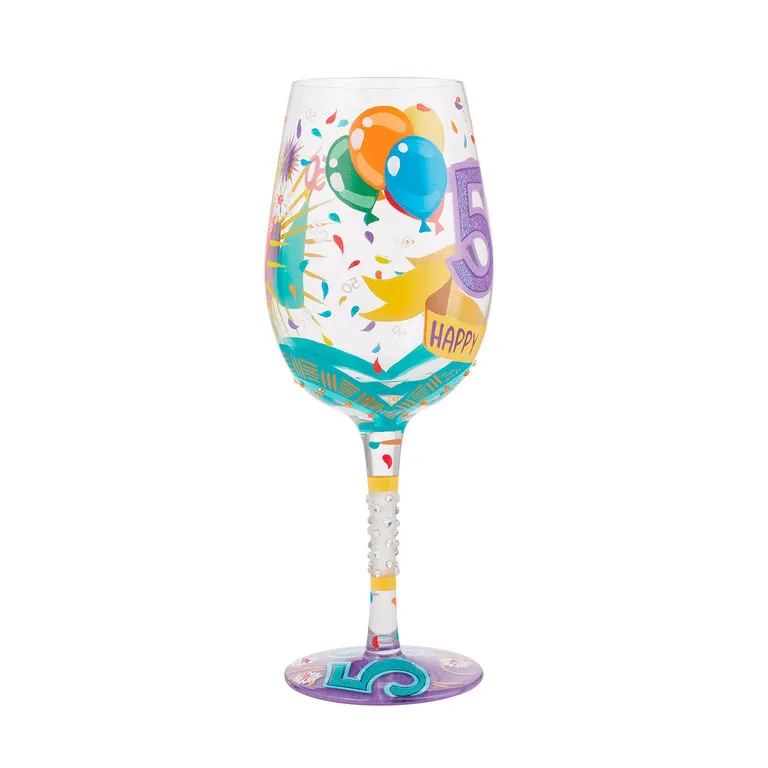 Lolita Happy 50th Birthday Handpainted Wine Glass, 15 Oz. 2 Lolita Happy 50th Birthday Handpainted Wine Glass, 15 Oz. - Image 2