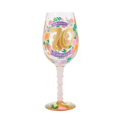 Lolita Happy 70th Birthday Handpainted Wine Glass, 15 Oz.
