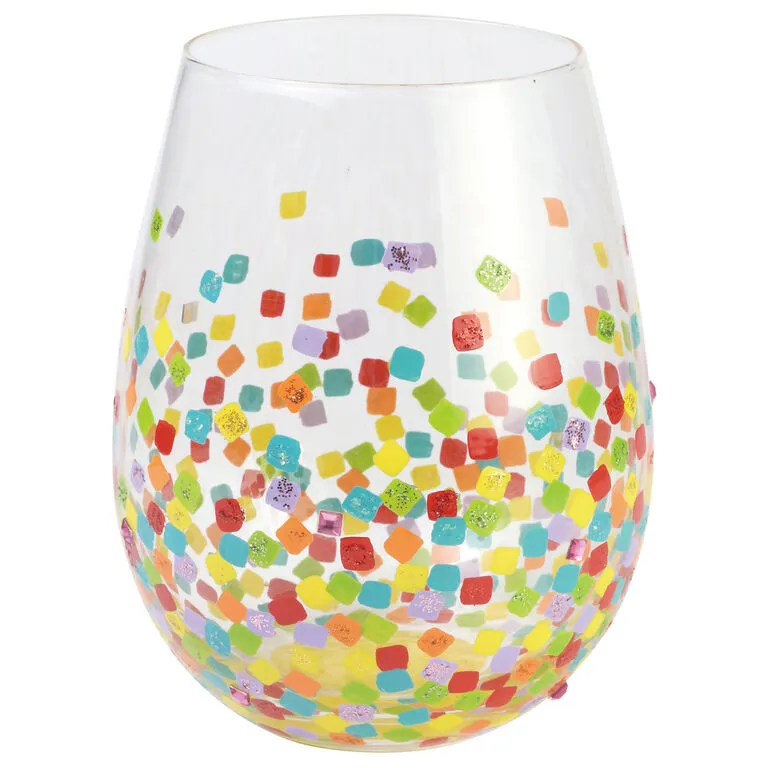 Enesco Lolita Confetti Handpainted Stemless Wine Glass, 20 Oz. 1 Enesco Lolita Confetti Handpainted Stemless Wine Glass, 20 Oz.