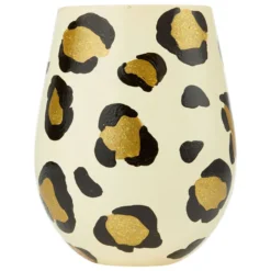 Enesco Lolita Leopard Handpainted Stemless Wine Glass, 20 Oz.