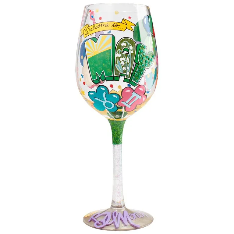 Lolita® May Birthday Month Handpainted Wine Glass, 15 Oz. 1 Lolita® May Birthday Month Handpainted Wine Glass, 15 Oz.