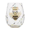 Lolita Queen Bee Handpainted Stemless Wine Glass, 20 Oz.