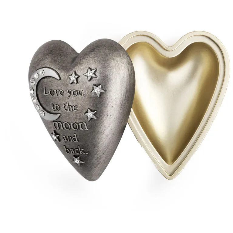 Love You To The Moon Art Heart Trinket Box, 3.5" 3 Love You To The Moon Art Heart Trinket Box, 3.5" - Image 3