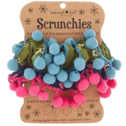 Natural Life Floral Pom-Pom Scrunchies, Set Of 2