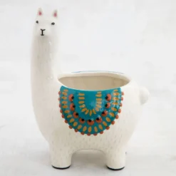 Natural Life Cream Ceramic Llama Planter