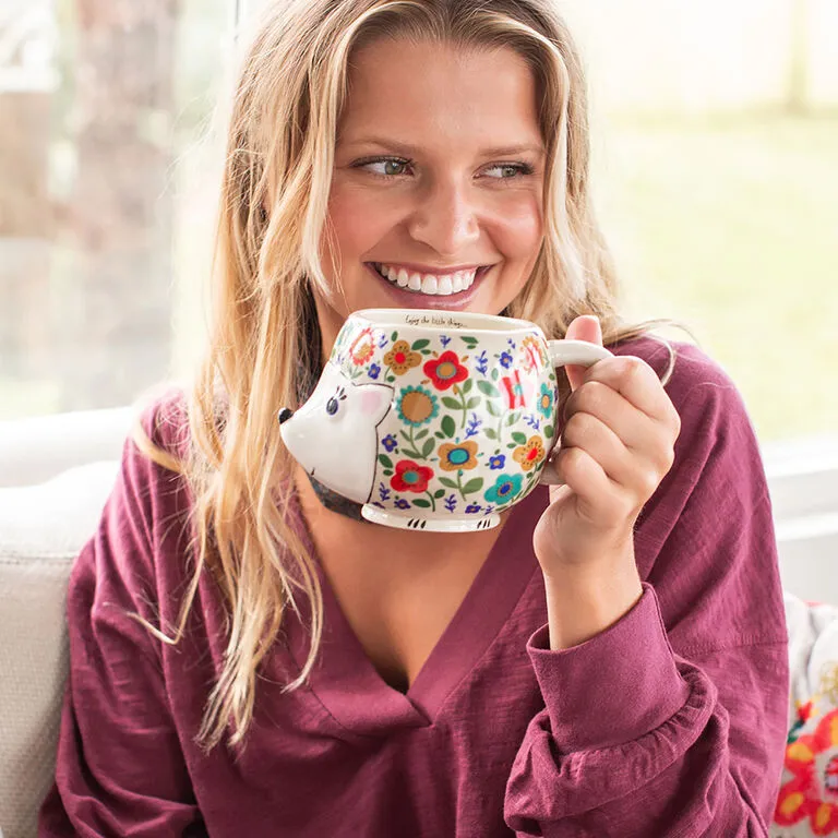 Natural Life Floral Hedgehog Sculpted Folk Mug, 16 Oz. 3 Natural Life Floral Hedgehog Sculpted Folk Mug, 16 Oz. - Image 3