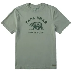 Life Is Good Papa Bear Sage Green Men's T-Shirt, X-Large