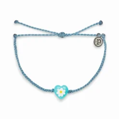 Pura Vida Blue Daisy Heart Charm Bracelet
