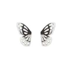 Pura Vida Fly Away Butterfly Wings Silver Stud Earrings