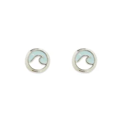 Pura Vida Enamel Wave Silver Stud Earrings