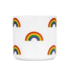 Rainbow Icons On White Ceramic Planter, 4.5"