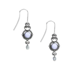 Silver Forest Silver-Tone Filigree And Blue Stone Drop Earrings