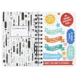 Hallmark Write On! Prompted Journal With Stickers -Hallmark Shop Spiral Notebook With 119 Prompt Stickers 3HWJ2111 03