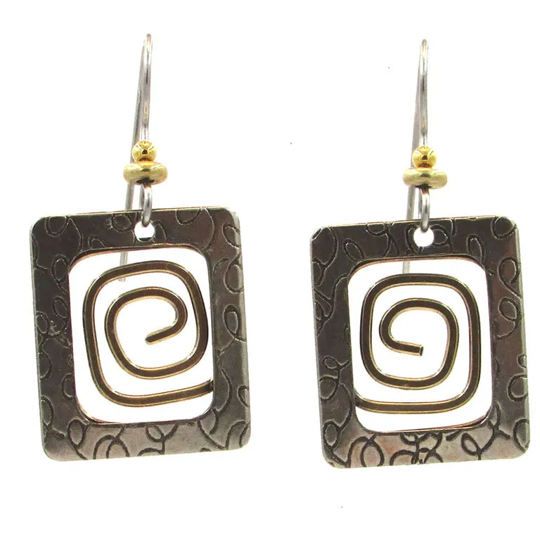 Square With Coil Metal Drop Earrings 1 Square With Coil Metal Drop Earrings