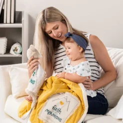 Demdaco Faith Can Move Mountains Rattle Blankie, 12x12 -Hallmark Shop Teddy Bear Lovey Blanket With Rattle 5004830008 03