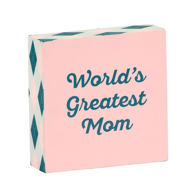 World's Greatest Mom Wood Quote Sign, 4x4 1 World's Greatest Mom Wood Quote Sign, 4x4