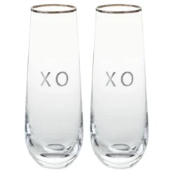 Hallmark XO Stemless Champagne Flutes, Set Of 2