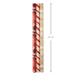 Hallmark Red And Gold 3-Pack Reversible Christmas Wrapping Paper, 120 Sq. Ft. -Hallmark Shop 3Pack Red and Gold Reversible Christmas Wrapping Paper 5JXW1029 03