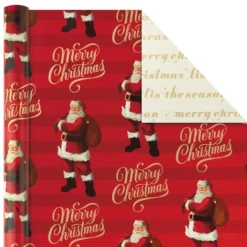 Hallmark Red And Gold 3-Pack Reversible Christmas Wrapping Paper, 120 Sq. Ft. -Hallmark Shop 3Pack Red and Gold Reversible Christmas Wrapping Paper 5JXW1029 04