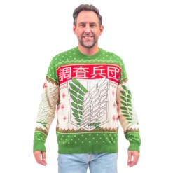 Attack On Titan 4 Kanji And Swords Ugly Christmas Sweater