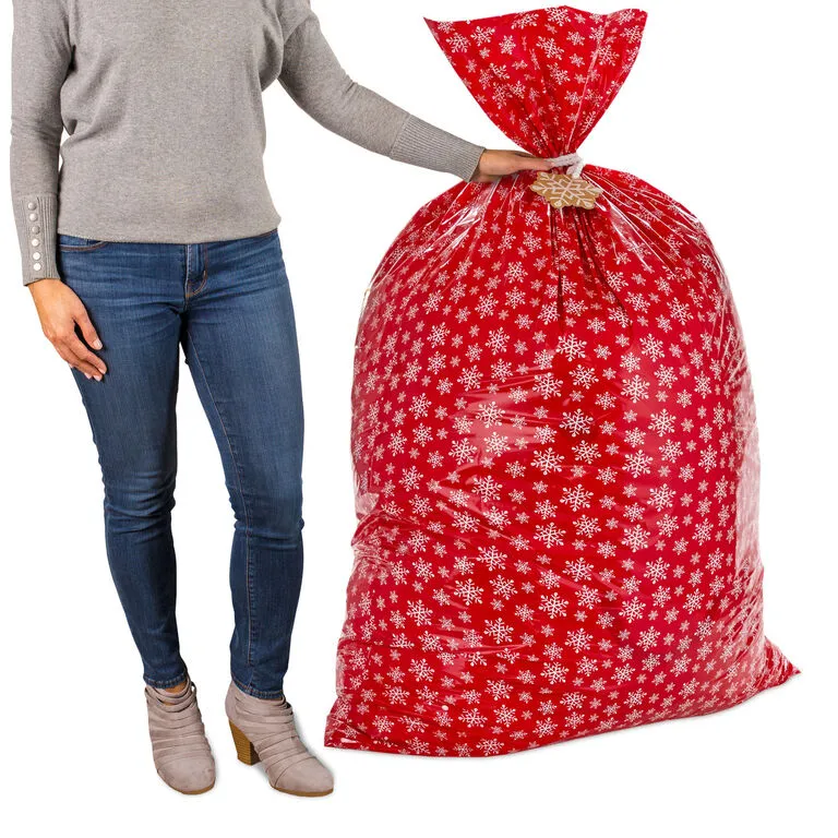 Hallmark Snowmen On Blue And Snowflakes On Red 2-Pack Giant Plastic Christmas Gift Bags 7 Hallmark Snowmen On Blue And Snowflakes On Red 2-Pack Giant Plastic Christmas Gift Bags - Image 7