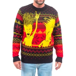 Beavis And Butthead Rock And Roll Three Color Ugly Christmas Sweater