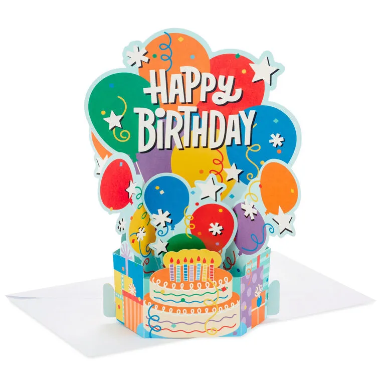 Hallmark Balloon Bouquet Boxed Pop-Up Birthday Cards, Pack Of 8 1 Hallmark Balloon Bouquet Boxed Pop-Up Birthday Cards, Pack Of 8