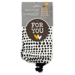 Hallmark 28" Black Dots With Heart Fabric Gift Bag With Tag -Hallmark Shop Black Dots With Heart Fabric Gift Bag With Tag 1499EGB7347 04