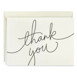 Hallmark Black Script Bulk Boxed Blank Thank-You Notes, Pack Of 40