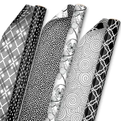 Hallmark Black And White Prints 3-Pack Reversible Wrapping Paper, 75 Sq. Ft. Total